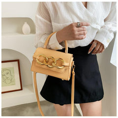 Gold Buckle Top Handle Bag