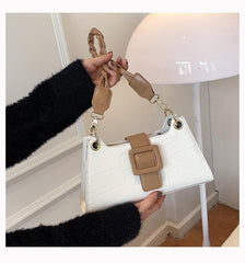 Two Tone Croc Shoulder Bag