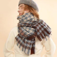 Bufanda con estampado de pata de gallo en dos tonos