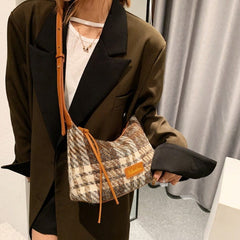 Soft Tweed Plaid Crossbody Bag