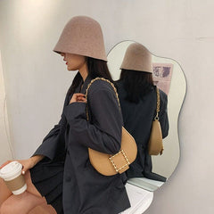 Croc Beaded Square Clasp Shoulder Bag