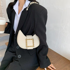 Croc Beaded Square Clasp Shoulder Bag