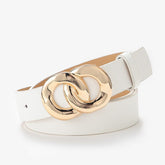 Faux Leather Belt with Stylish Round Gold Buckle