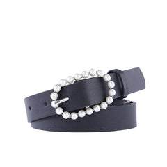 Cinturón de piel sintética con hebillas redondas únicas