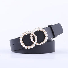 Cinturón de piel sintética con hebillas redondas únicas