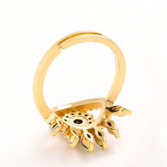 Eye Shaped Colorful Rhinestones Gold Adjustable Ring