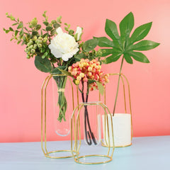 Flat Iron Flower Vase with Glass Test Tube Design