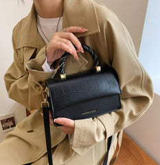 Simplistic Rectangle Crossbody Bag with Twist Braid Handle