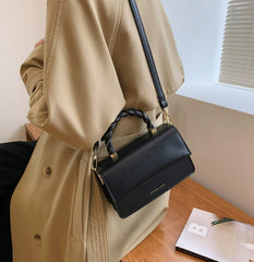 Simplistic Rectangle Crossbody Bag with Twist Braid Handle