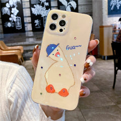 Funda para teléfono con cabeza de pato inclinada iridiscente