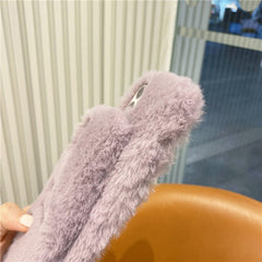 Funda para teléfono con diseño de monstruo morado, suave y esponjoso