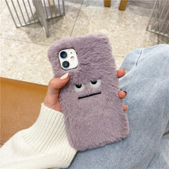 Funda para teléfono con diseño de monstruo morado, suave y esponjoso