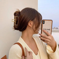 Gold Metal Geometric Open Hair Claw