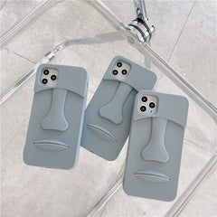 Funda para teléfono con cara de piedra gris