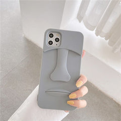 Funda para teléfono con cara de piedra gris