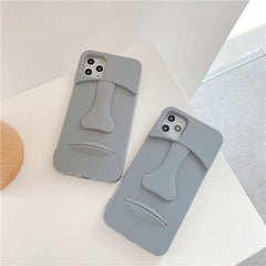 Funda para teléfono con cara de piedra gris