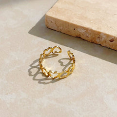 Gold Hollow Hearts Ring