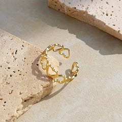 Gold Hollow Hearts Ring