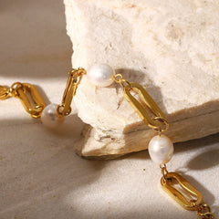 Gold Chain & Pearl Bracelet