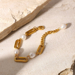 Gold Chain & Pearl Bracelet