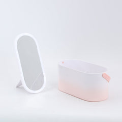 Caja de almacenamiento portátil con espejo de maquillaje LED