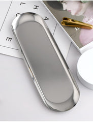 Bandeja decorativa ovalada larga metálica