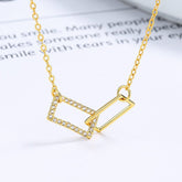 Collar de rectángulos entrelazados de plata de ley 925