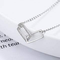 Interlocking Rectangles 925 Sterling Silver Necklace