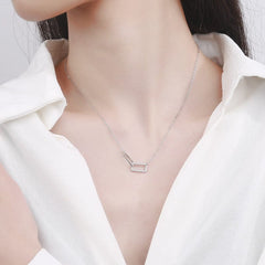 Interlocking Rectangles 925 Sterling Silver Necklace