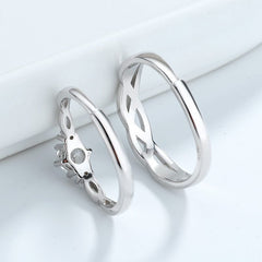 Modern Matching Couples Ring 925 Sterling Silver