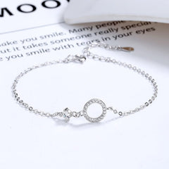Pulsera de plata de ley 925 con círculo de cristal