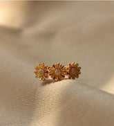 Triple Daisy Adjustable Gold Ring