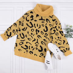High Neck Leopard Print Sweater