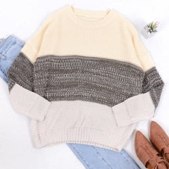 Suéter de punto texturizado con bloques de color