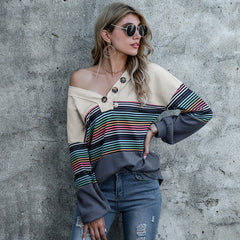 Pullover mit Regenbogenstreifen und Farbblockdesign