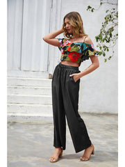 Pantalones con cordón de color liso