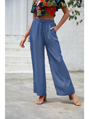 Pantalones con cordón de color liso