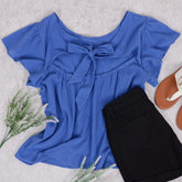 Tied Bow Open Back Summer Blouse