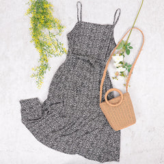 Tie Waist Soft Print Cami Dress