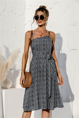 Tie Waist Soft Print Cami Dress