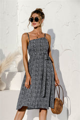 Tie Waist Soft Print Cami Dress