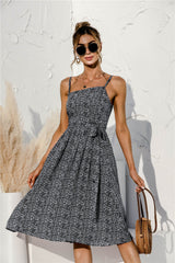Tie Waist Soft Print Cami Dress