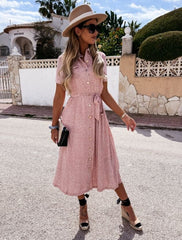 Maxivestido con puños, botones y bolsillo para atar