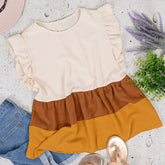 Blusa con volantes y bloques de color