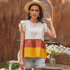 Color Blocked Ruffle Tier Top