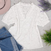 Eyelet Ruffle Summer Blouse