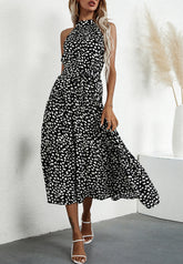 Neckholder-Maxikleid mit Rüschen