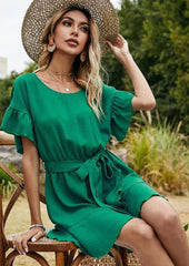 Vestido túnica con volantes y ondas suaves