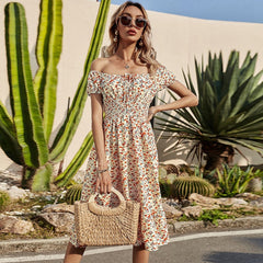 Smocked Waist Daisy Floral Dress