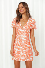 Plunge Neck Puff Sleeve Dress